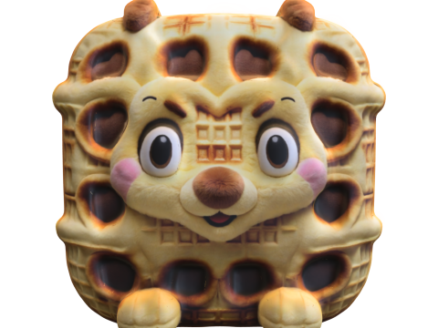 Waffle Critter Cartoon Food Modèle 3D