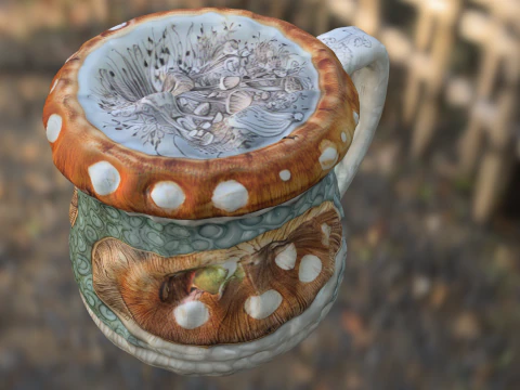 Mushroom Fantasy Mug 3D Model
