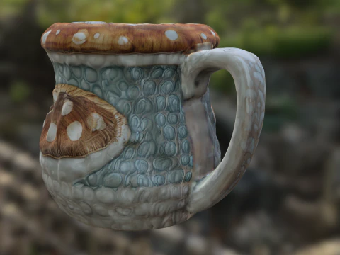 Mushroom Fantasy Mug 3D Model