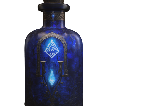 Mystic Blue Potion Bottle Fantasy Magic Elixir 3D Model