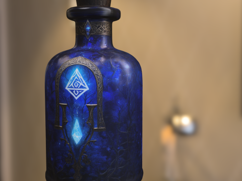 Mystic Blue Potion Bottle Fantasy Magic Elixir 3D Модель
