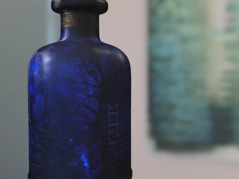 Mystic Blue Potion Bottle Fantasy Magic Elixir 3D Model