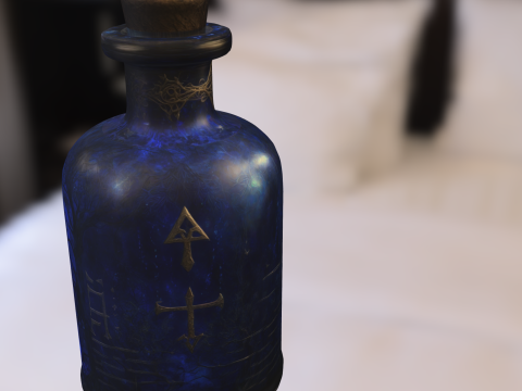 Mystic Blue Potion Bottle Fantasy Magic Elixir 3D Модель