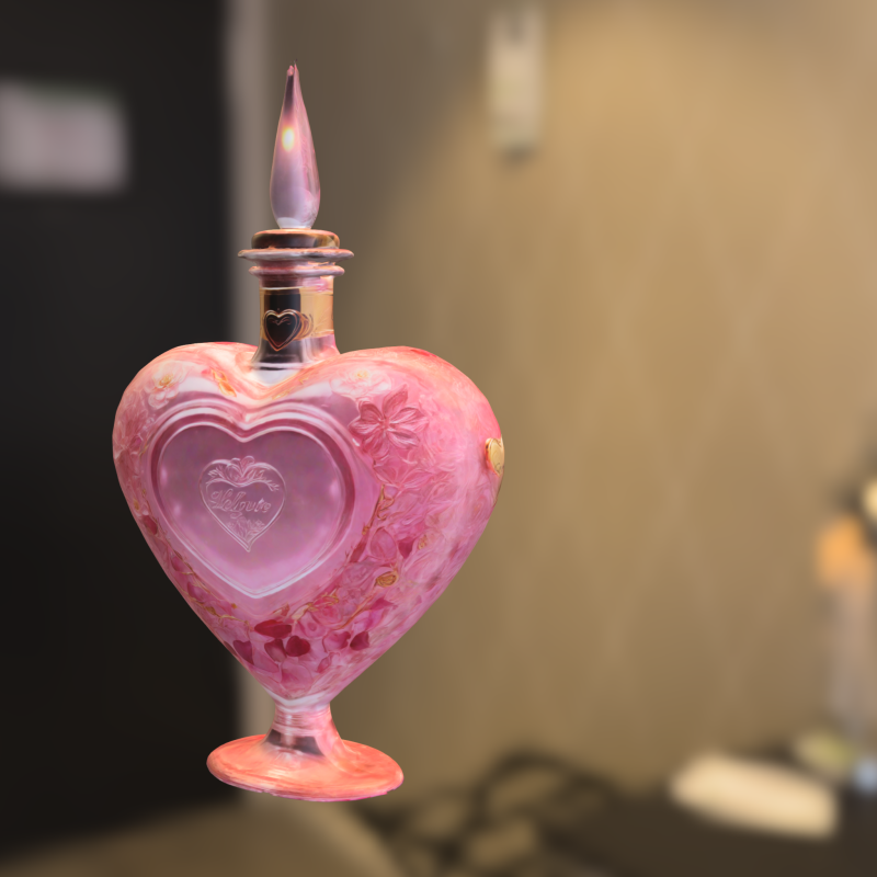 Heart Shaped Love Potion Bottle Romantic Fantasy Elixir 3D Model .c4d .max .obj .3ds .fbx .stl .blend 