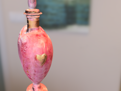 Heart Shaped Love Potion Bottle Romantic Fantasy Elixir 3D Model