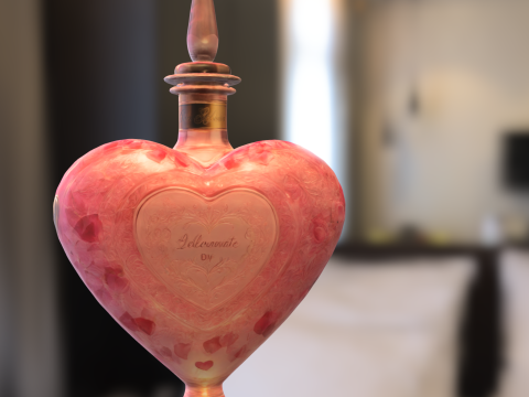 Heart Shaped Love Potion Bottle Romantic Fantasy Elixir 3D Model