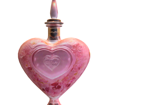 Heart Shaped Love Potion Bottle Romantic Fantasy Elixir 3D Model