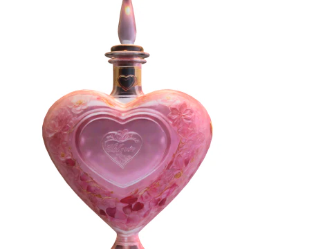 Heart Shaped Love Potion Bottle Romantic Fantasy Elixir 3D Model