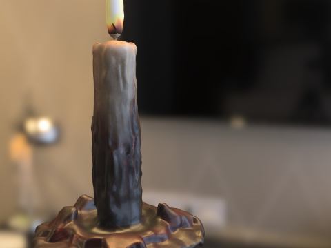 Tall Melted Candle Medieval Horror Style 3D Model