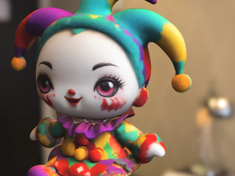 Bouffon en peluche color&eacute; Modèle 3D