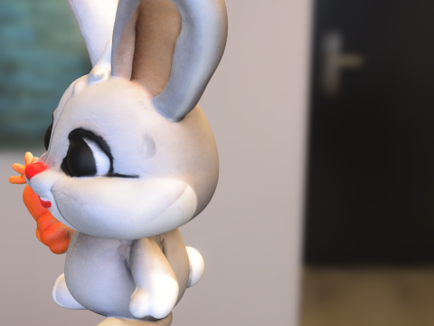 Cute Plush Bunny with Carrot 3D Model