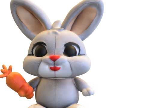 Cute Plush Bunny with Carrot 3Dモデル