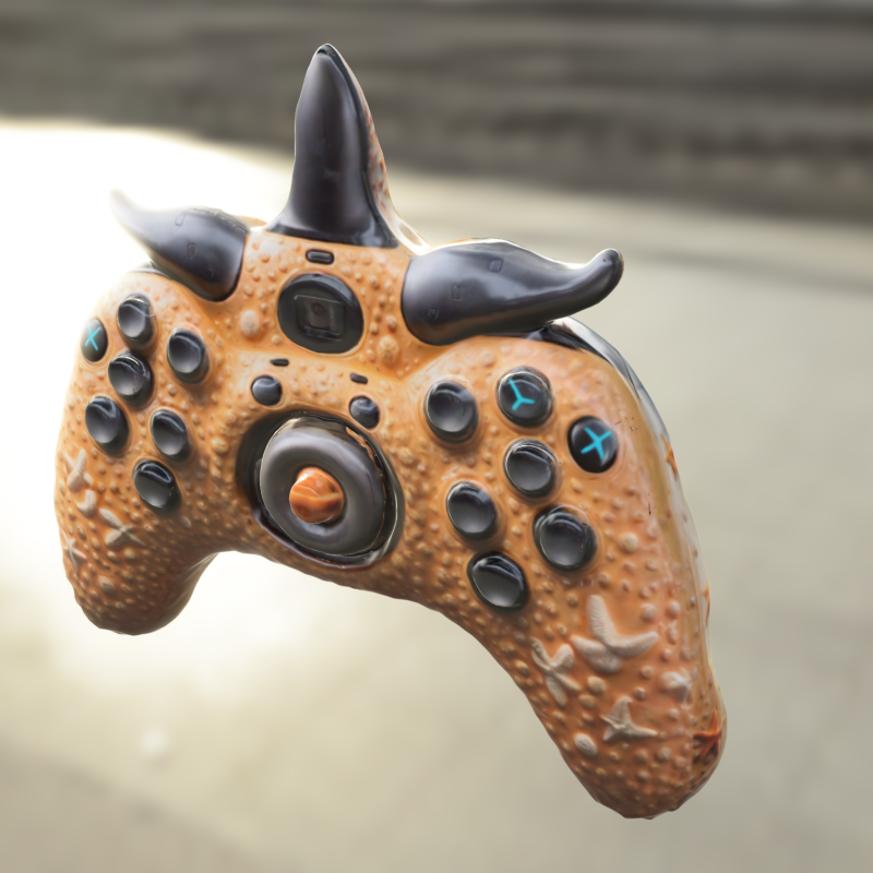 Fantasy Horned Game Controller Model 3D .c4d .max .obj .3ds .fbx .stl .blend