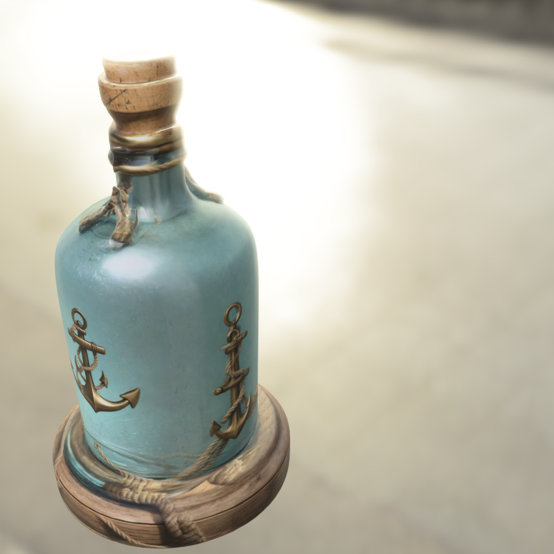 Nautical Anchor Bottle 3D Model .c4d .max .obj .3ds .fbx .stl .blend