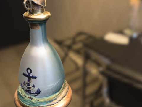 Vintage Marine Bottle with Anchor Emblem 3D Model