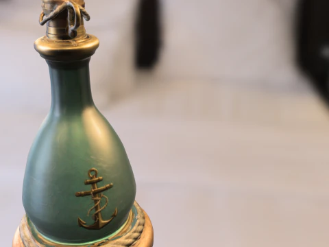 Vintage Marine Bottle with Anchor Emblem 3D Model