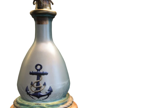 Vintage Marine Bottle with Anchor Emblem 3D Model