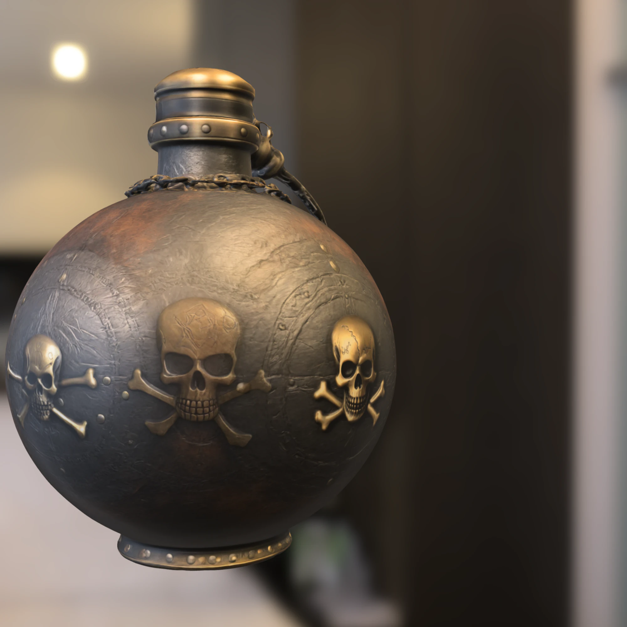 Pirate Skull Flask 3D Model .c4d .max .obj .3ds .fbx .stl .blend