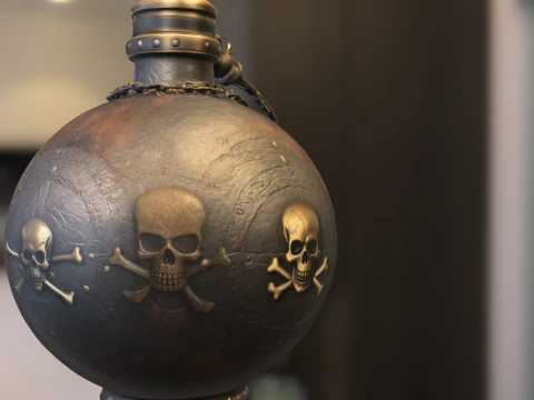 Fiaschetta con teschio pirata Modello 3D