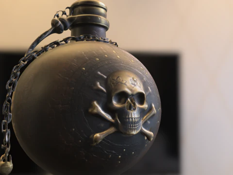 Pirate Skull Flask 3D Model