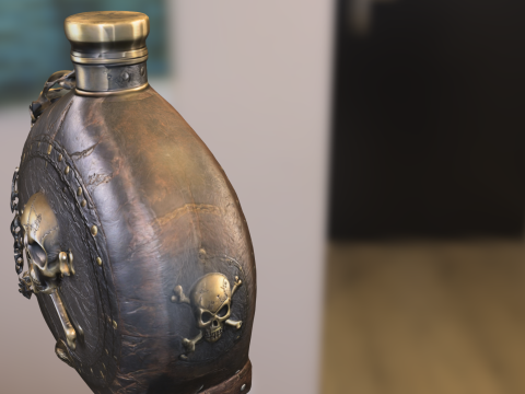Black Skull Canteen Modello 3D