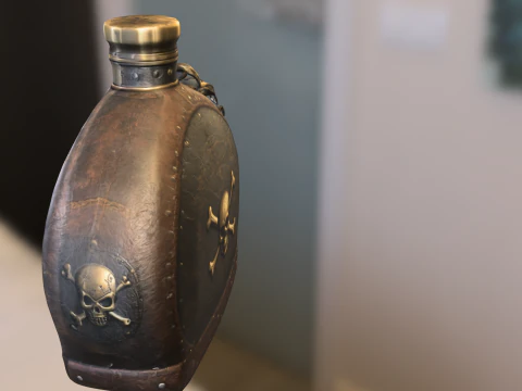 Black Skull Canteen 3D Model