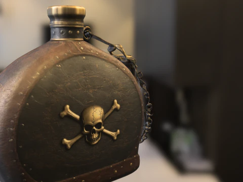 Black Skull Canteen 3D Model