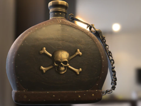 Black Skull Canteen 3D Model