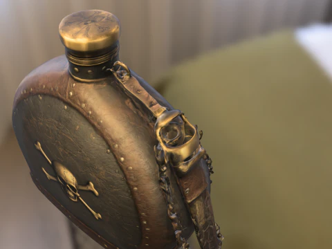 Black Skull Canteen 3D Model