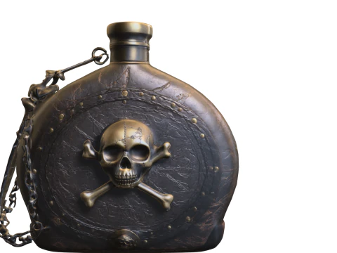 Black Skull Canteen 3D Model