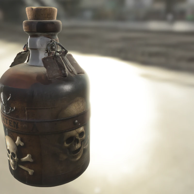 Bottiglia pirata rustica Modello 3D .c4d .max .obj .3ds .fbx .stl .blend 