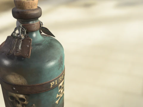 Bottiglia pirata rustica Modello 3D