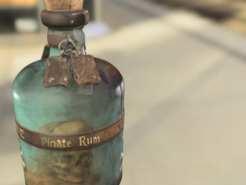 Bottiglia pirata rustica Modello 3D
