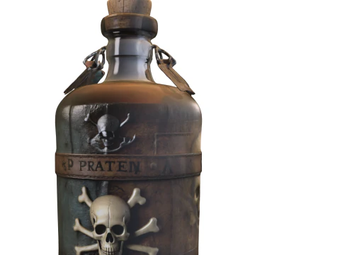 Bottiglia pirata rustica Modello 3D