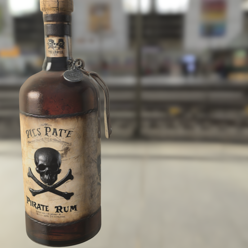 Pirate Rum Bottle 3D Model .c4d .max .obj .3ds .fbx .stl .blend