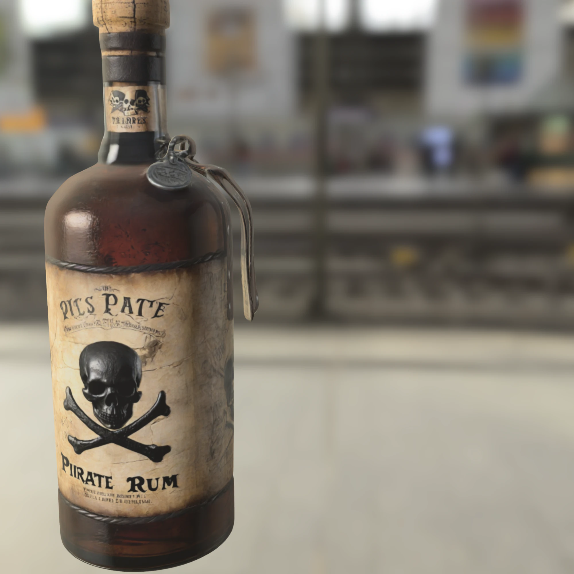 Pirate Rum Bottle 3D Model .c4d .max .obj .3ds .fbx .stl .blend 