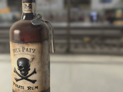 Pirate Rum Bottle 3D Model