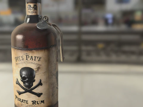 Bouteille de rhum pirate Modèle 3D