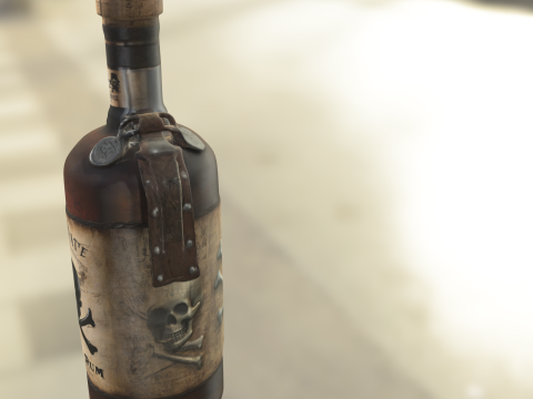 Pirate Rum Bottle 3D Model