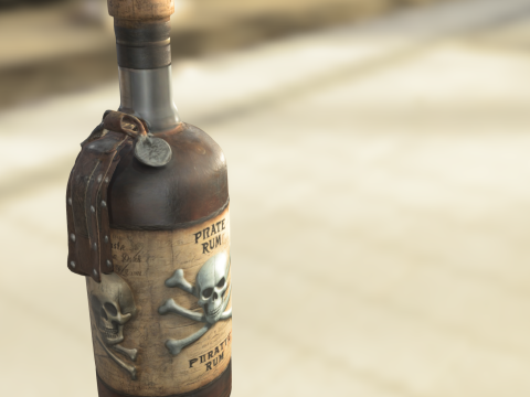 Pirate Rum Bottle 3D Model