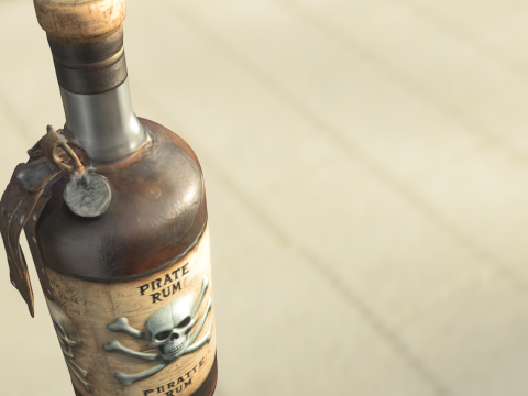Pirate Rum Bottle 3D Model