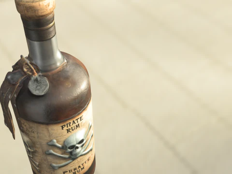 Pirate Rum Bottle 3D Model