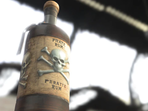 Pirate Rum Bottle 3D Model