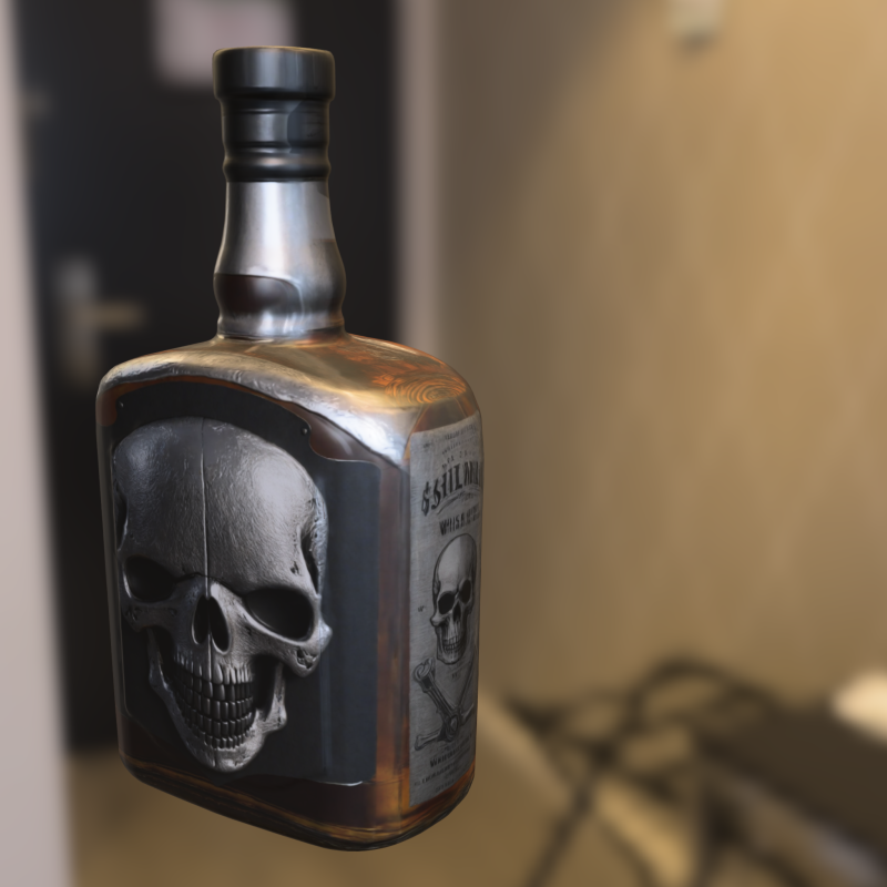 Skull Whiskey Bottle 3Dモデル .c4d .max .obj .3ds .fbx .stl .blend