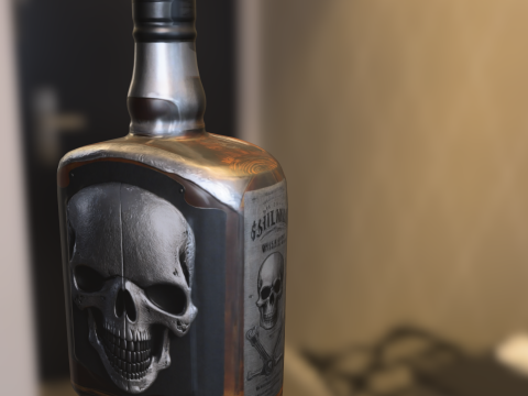 Skull Whiskey Bottle 3D मॉडल