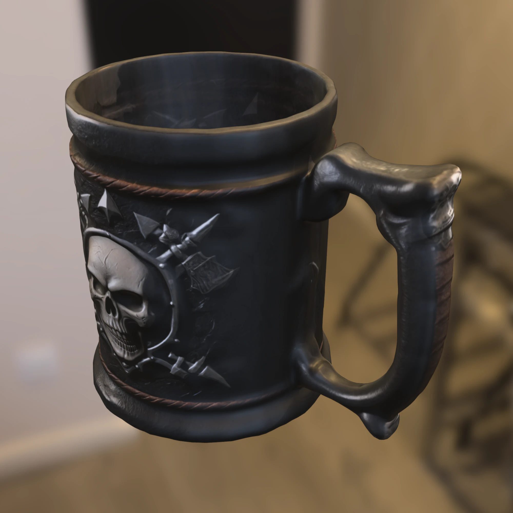 Skull Warrior Mug 3D Model .c4d .max .obj .3ds .fbx .stl .blend 
