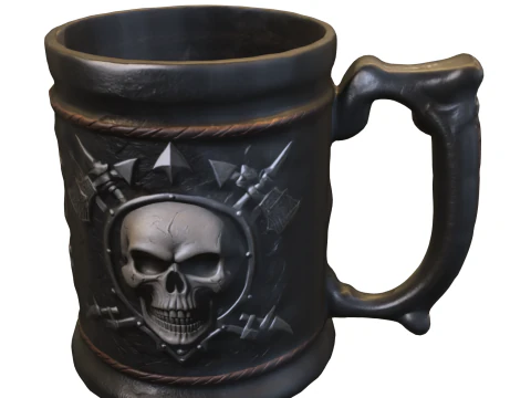 Skull Warrior Mug 3D Model