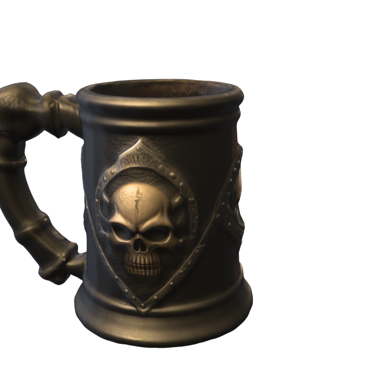 Skull Emblem Tankard 3D मॉडल .c4d .max .obj .3ds .fbx .stl .blend 