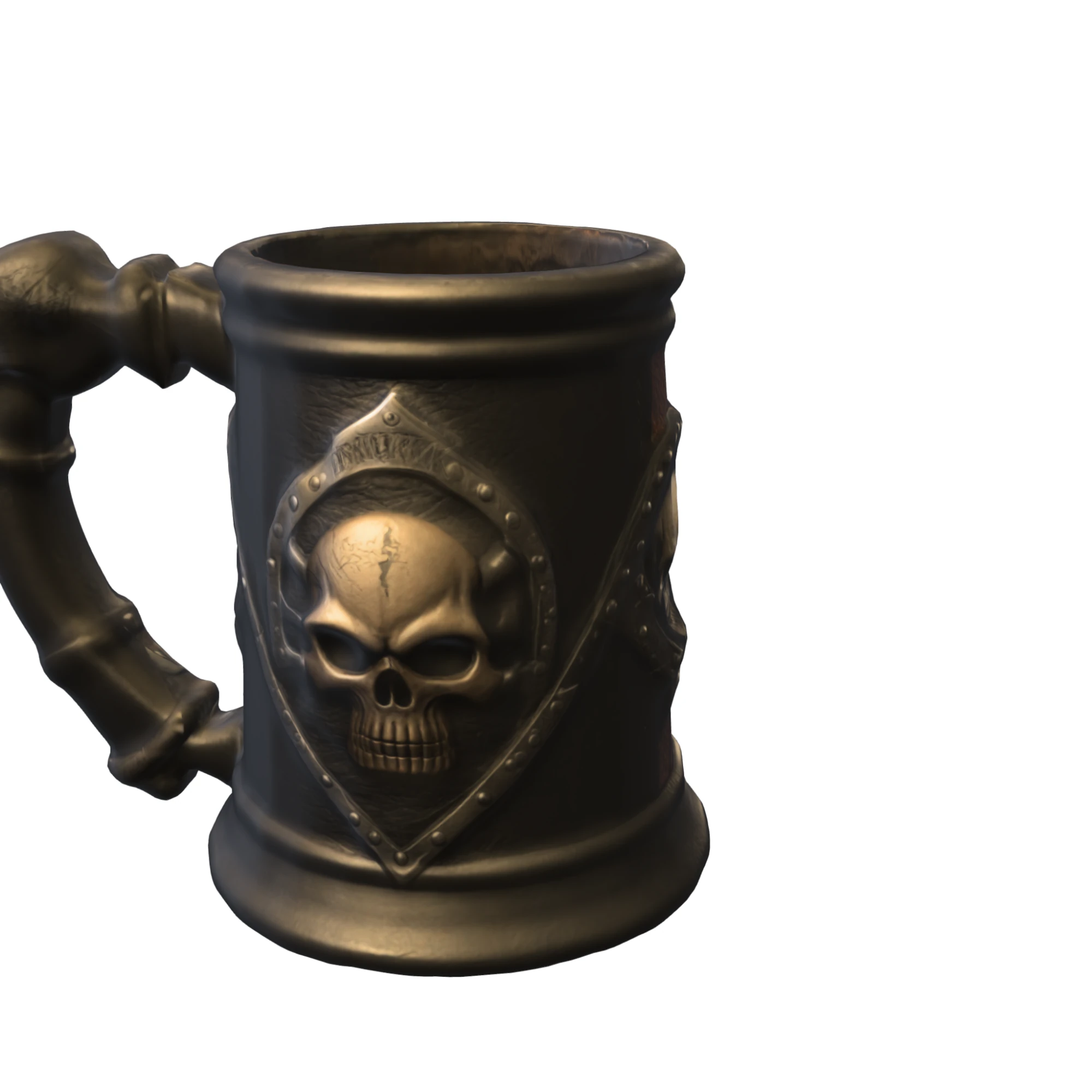 Skull Emblem Tankard 3D Model .c4d .max .obj .3ds .fbx .stl .blend 