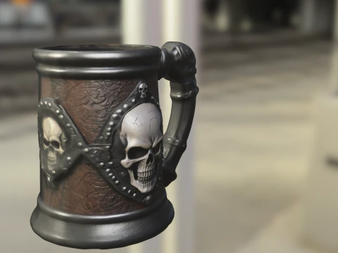 Skull Emblem Tankard 3D Model